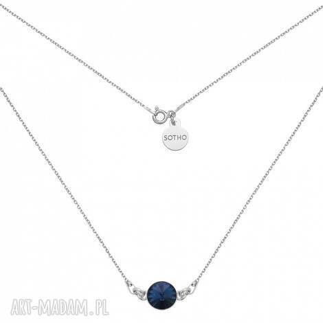srebrny naszyjnik z granatowym kryształem swarovski crystal, modny zawieszka