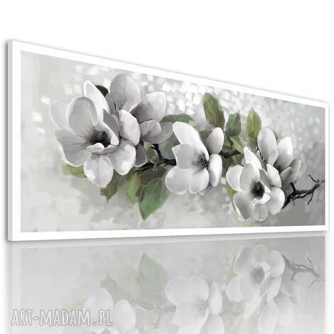 Kwiaty magnolii na płótnie w pastelach - obraz 147x60 cm