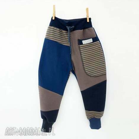 patch pants spodnie 110-152 cm szary niebieski, dres dla chłopca