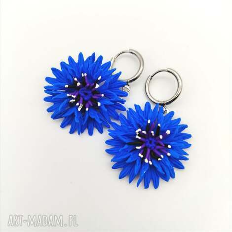 Kolczyki chabry handmade 4 cm ze stali nierdzewnej