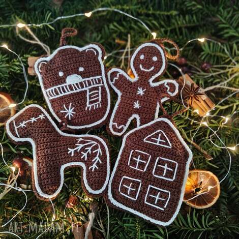 zestaw świątecznych pierniczków - ozdoba choinkowa bombki, zawieszki choinkowe