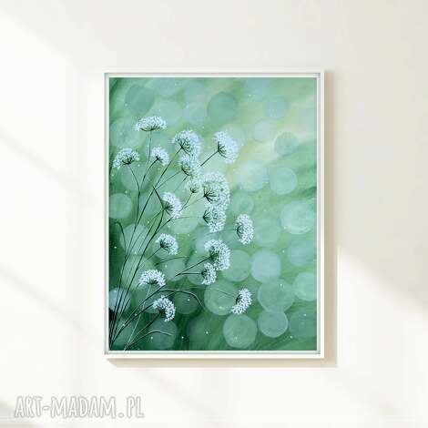 Oryginalna akwarela 30x40 cm - Trawki i kwiaty, ręcznie malowany obraz na papierze 300 g