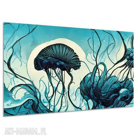 Turkusowy obraz na płótnie Meduza 120x80 cm - abstrakcja
