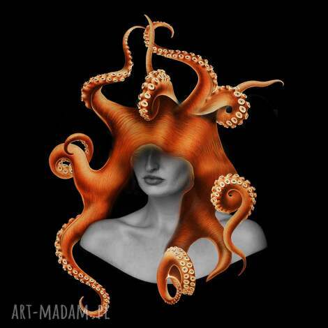 Grafika Ruda - surrealizm do salonu 50x70 cm, sygnowana (bez ramy)