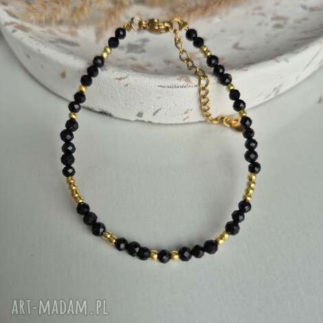 Bransoletka z czarnego turmalinu - tarcza ochronna Revolution Stone, handmade (regulowana)