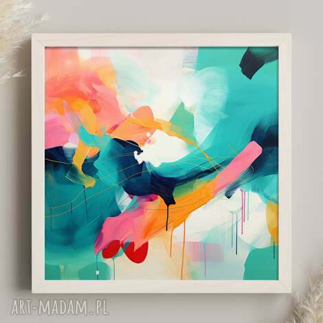 Kolorowy obraz abstrakcyjny 50x50 cm - nowoczesny wydruk na papierze