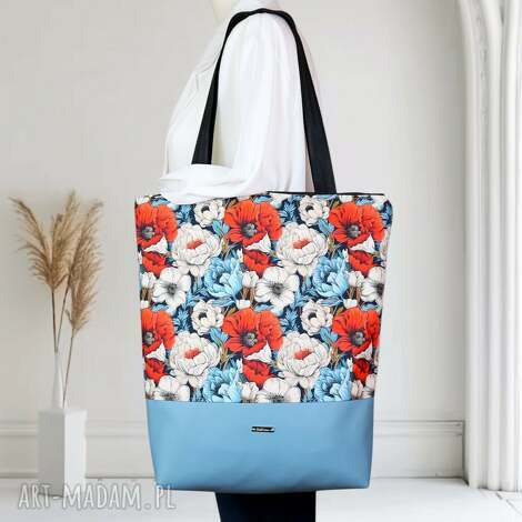 shopper na zakupy pojemna torba w kwiaty