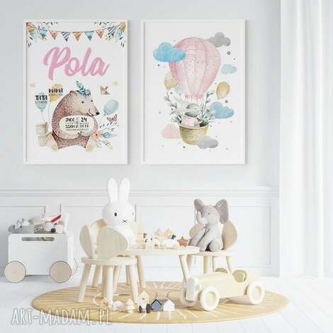 Zestaw 2 plakatów Kids #14 A3 29.7x42 cm - białe i różowe dekoracje do pokoju dziecka