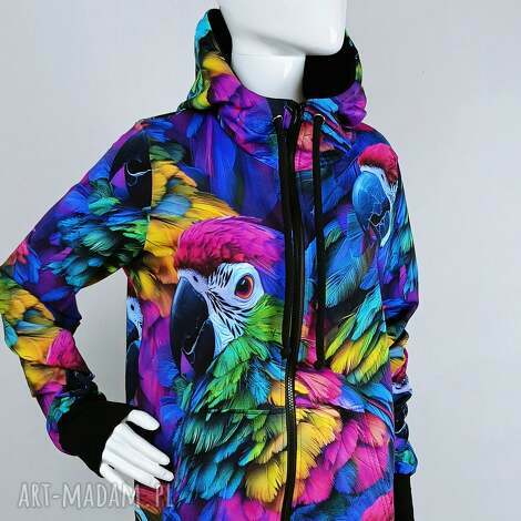 następne miniatury bluza damska rozpinana z kapturem papugi