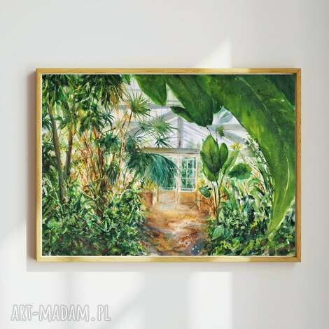 Oryginalna akwarela 43x61 cm - botaniczna szklarnia