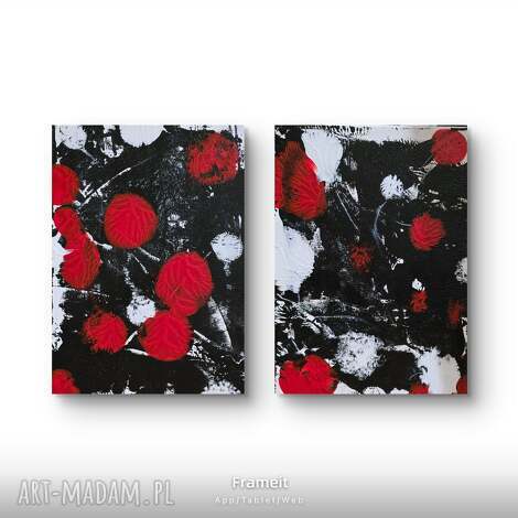 Czereśnie abstrakcyjnie - obraz akrylowy 30x40 cm na płótnie