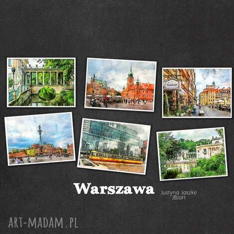 warszawa w akwareli - zestaw 6 grafik rozmiarze 13x18 cm, pocztówki