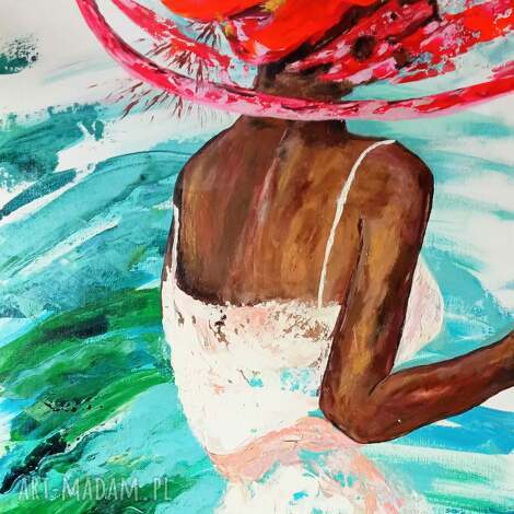 She is like wind - ręcznie malowany obraz akrylowy pejzaż 50x70 cm