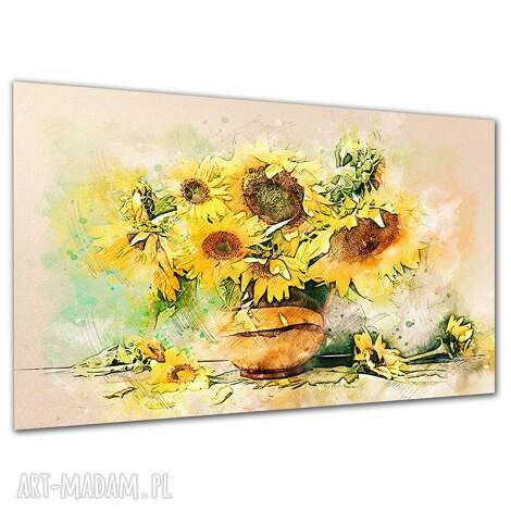 Obraz na płótnie Słoneczniki 120x80 cm - akwarelowy szkic