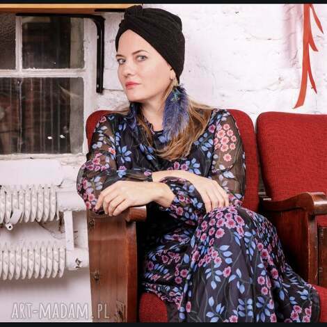 Turban czarny handmade - obwód uniwersalny (Ruda Klara) dla kobiet