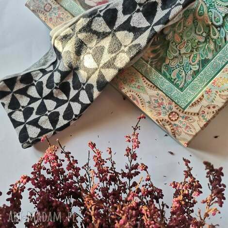 Ciepła wełniana opaska boho etno-folk Frida - rozmiar uniwersalny Box W1 (handmade)