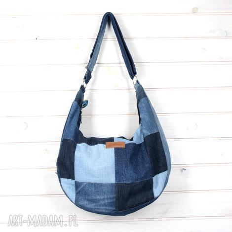 na ramię mała hobo denim dżinsowa jeans dżisn, patchwork