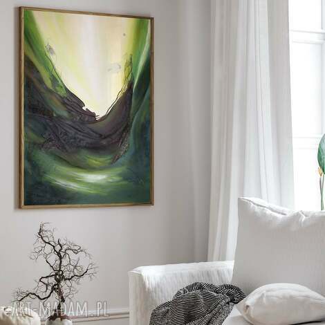 Plakat 50x70 cm - Zielona głębia abstrakcji do salonu i sypialni