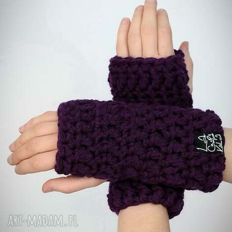 rękawiczki 43 - ciemny fiolet, bez palców, na zimę zimowe