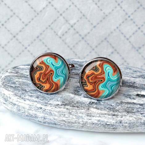 unikatowe kolorowe abstrakcyjne spinki do koszuli, prezent dla męża