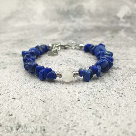 bransoletka w błękicie królewskim - lapis lazuli, jadeit sieczka