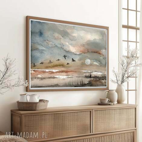Pejzaż w akwareli - plakat 50x70 cm na matowym papierze 250 g | art-Madam.pl