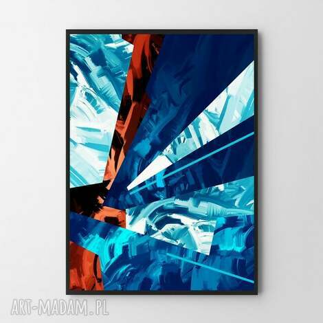 Plakat obraz Elements 50x70 cm B2 - abstrakcja w turkusie, niebieskim i bieli | art-Madam.pl