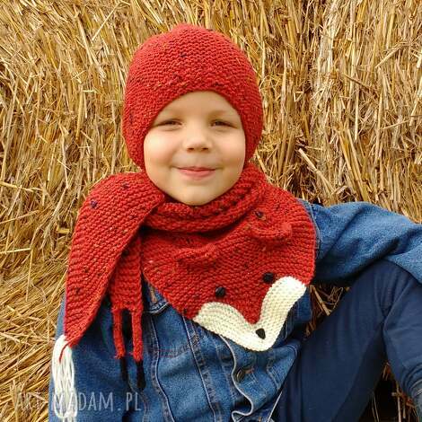 lisi komplet, czapka szalik, włniane ciepłe prezent, dziecko