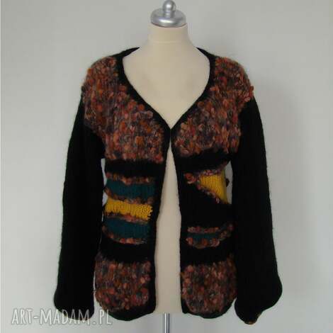 oryginalny sweter na podszewce, blezer ręcznie, wełna, unikat