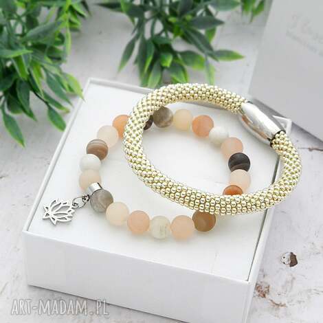 Zestaw bransoletek Elegance Set - kamień księżycowy dla niej