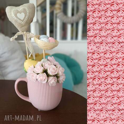 madeleine pajak wielkanocny ogród w filiżance - sielski zajączek i len, różowy