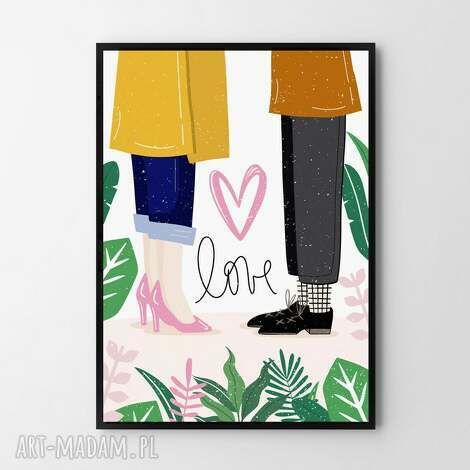 Plakat Obraz Love 61x91 cm - Różowa Grafika Miłości art-Madam.pl
