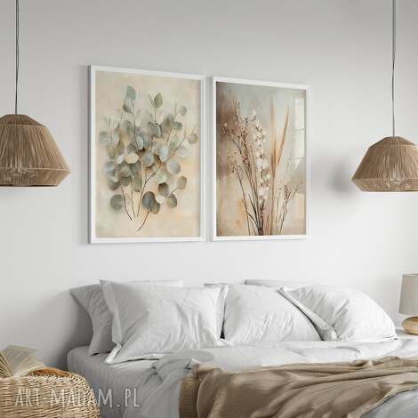 zestaw plakatów 2cz 40x50 cm botaniczne ilustracje set191, dekoracje boho