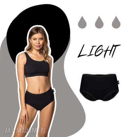 Majtki menstruacyjne BLACK - Light Maxi Aforios - wielorazowe, ręcznie robione GOTS i PUL