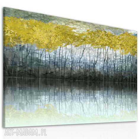 Obraz do salonu na płótnie: pejzaż z drzewem i odbiciem w wodzie 120x80 cm