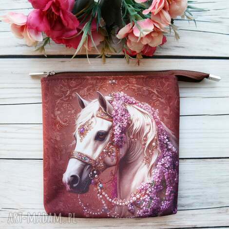 kosmetyczka płaska do torebki koń, saszetka