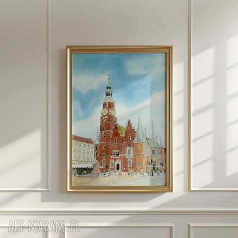 Plakat Wrocław: Ratusz i Rynek - akwarelowa pamiątka A4 (21 x 29,7 cm)