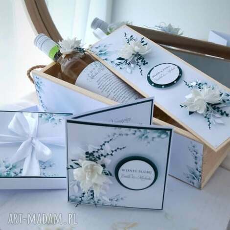 zestaw ślubny wspólna droga - kartka w pudełku skrzynka na wino