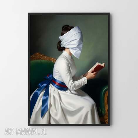 Plakat „Zakazane treści” A4 - kobieta z książką, portret do salonu (Hogstudio)