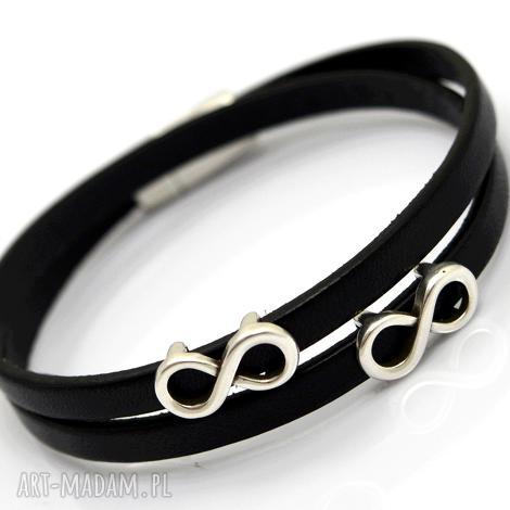 bransoletka skóra magnetoos double infinity black, podwójna