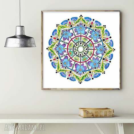 Kwiatowa mandala 50x50cm - plakat na satynowym papierze 250g | art-Madam.pl