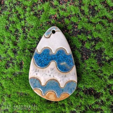 Kolorowa pisanka ceramiczna - zawieszka wielkanocna 8,5 cm