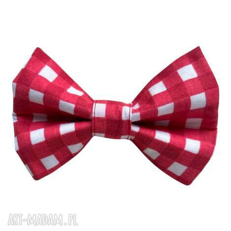 muszka dla psa czerwono - biała kratka ozdoba spacer z psem, elegancki