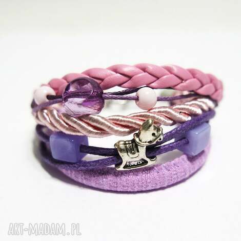 Bransoletka Konik na biegunach lila - handmade na prezent