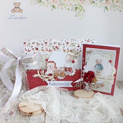 zestaw prezent na chrzest album kartka gotowy, album ręcznie robiony