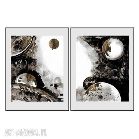 Dyptyk Abstrakcja - ręcznie malowany i złocony (2x50x40)