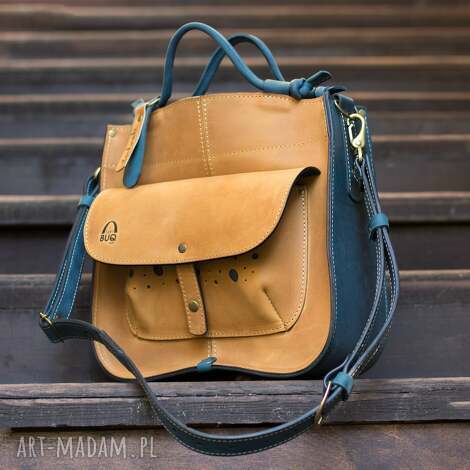 oryginalna skórzana torebka z wiązanymi paskami od ladybuq art, ze skóry