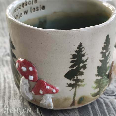 Kubek ceramiczny handmade - las i grzyby
