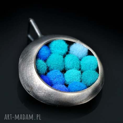 Srebrny turkusowy wisiorek oksydowany 925 Shambala - art-Madam.pl