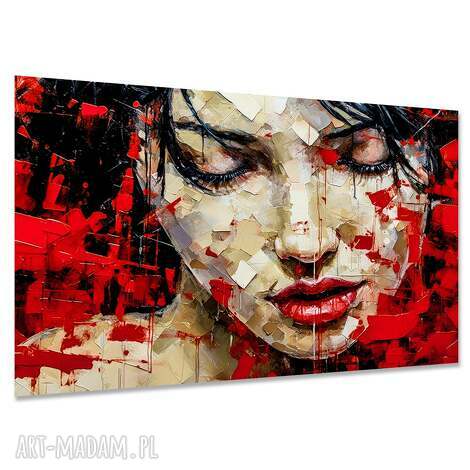 Obraz Kobieta 19 czerwony czarny 120x80 - nowoczesny do salonu